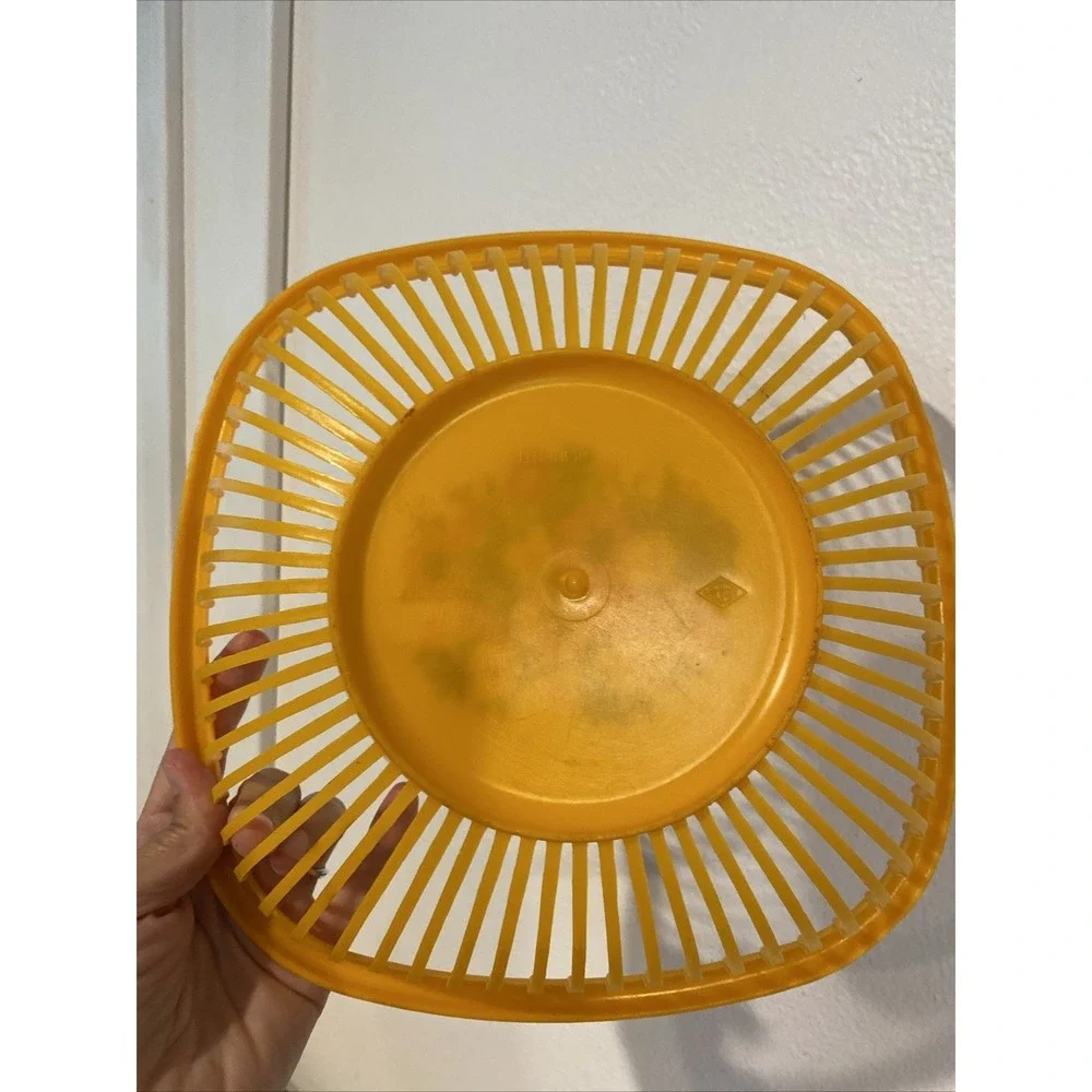 Retro Orange Bread Roll Plastic Basket Floral Per Alimenti Made In Italy Vtg